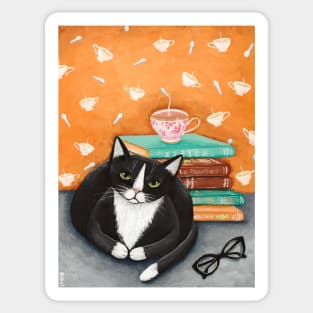 Tea, Books, and Cats Sticker